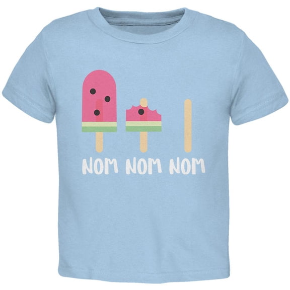 Summer Sun Ice Pop Watermelon Nom Nom Nom Toddler T Shirt Light Blue 2T