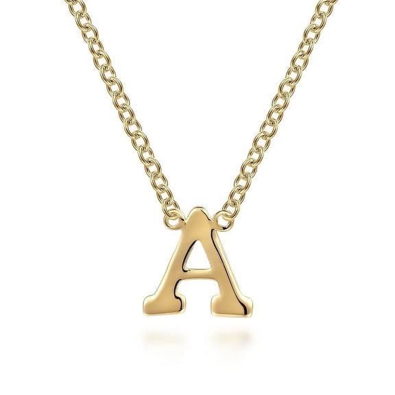 14K Yellow Gold A Initial Necklace