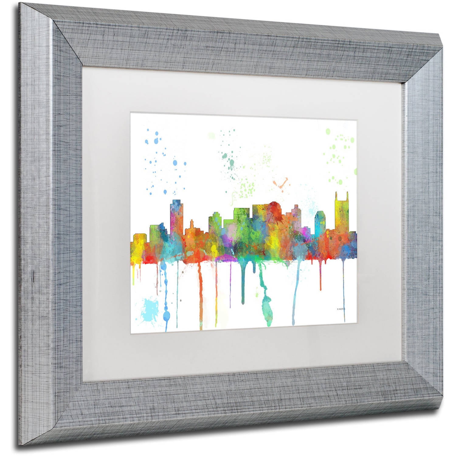 Trademark Fine Art "Nashville Tennessee Skyline Mclr-1" Canvas Art by Marlene Watson, White Matte, Silver Frame
