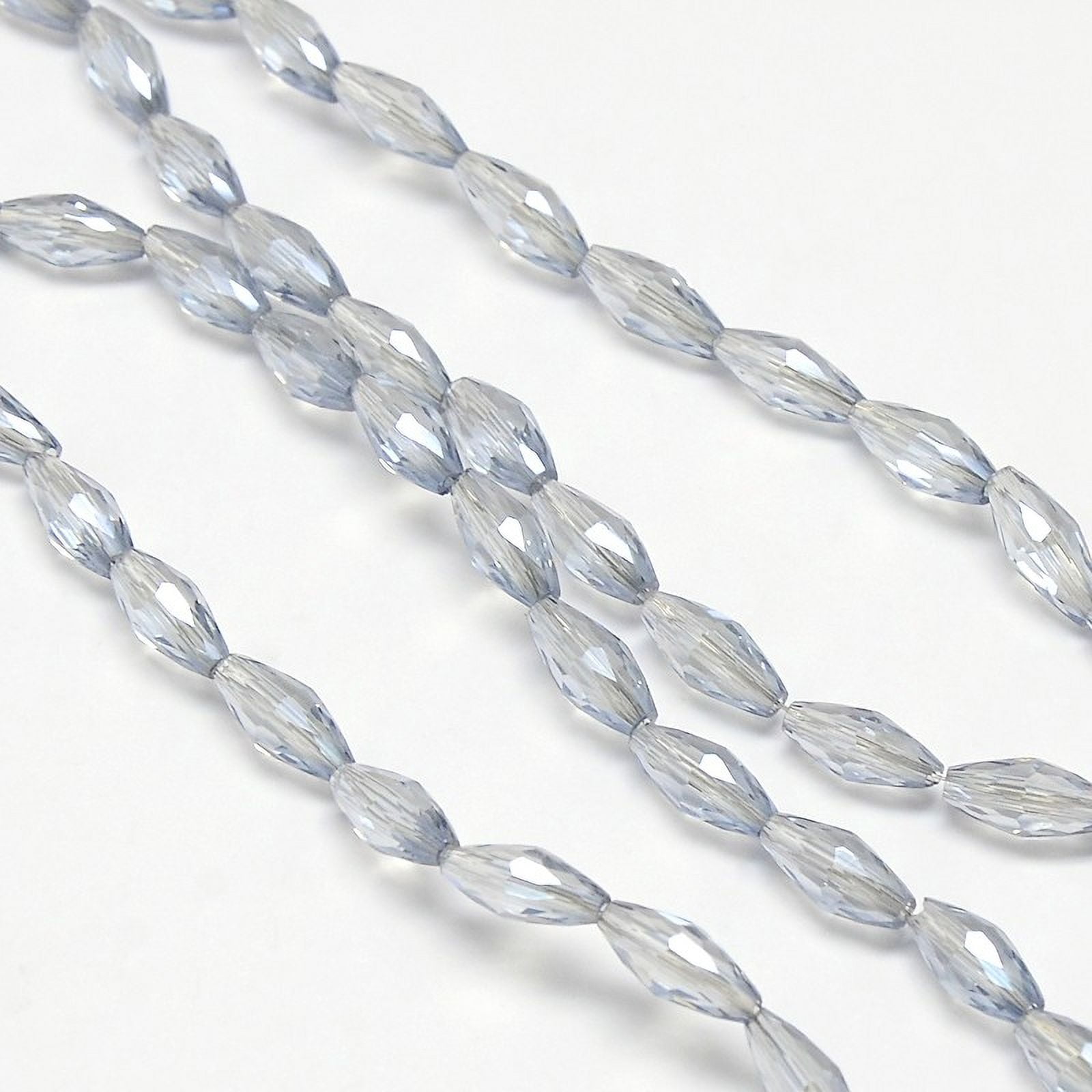 10 Strand Electroplate Glass Rice Beads Strands Faceted Pearl Luster Plated Light Blue 4x9mm Hole: 1mm about 58pcs/strand 20.4 inchDIY
