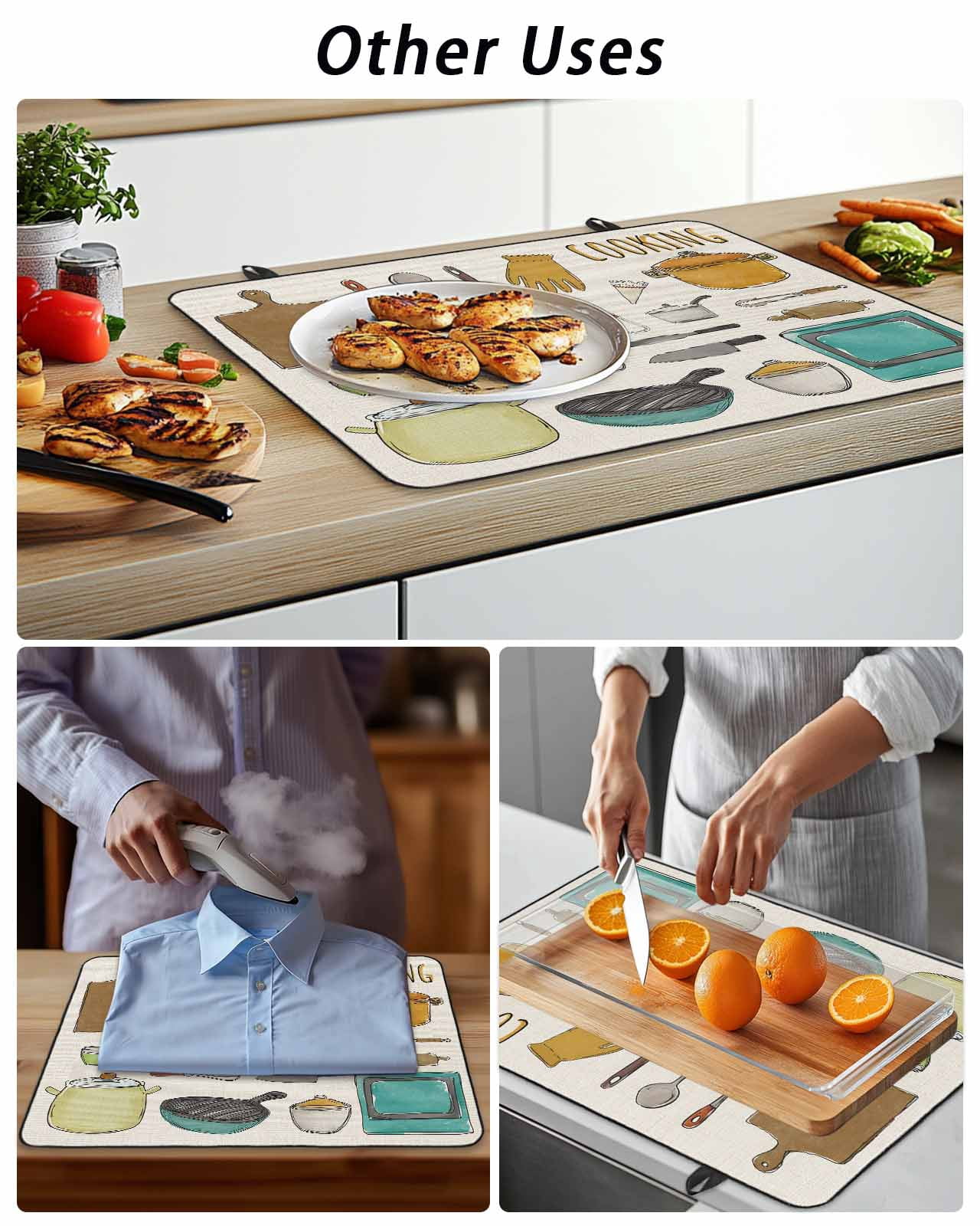 Stove Top Covers for Electric Stove, Kitchenware Glass Stovetop Cover Protector, Vintage Kitchen Cooking Tool Retro Beige Induction Cooktop Protector Oven Mat for Kitchen Countertop 24"x21"