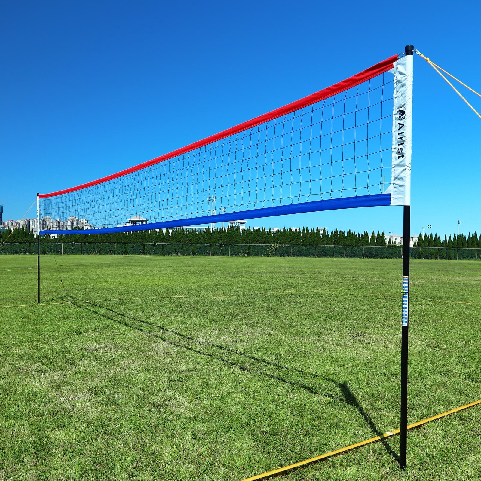 Airist Heavy Duty Volleyball Net Outdoor with Steel Anti-Sag System, Adjustable Aluminum Poles, Professional Volleyball Nets Set for Backyard and Beach, Volleyball and Carrying Bag(Red and Blue)