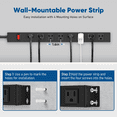 thumbnail image 3 of VILONG 8-Outlet Power Strip Surge Protector Heavy Duty, Multiple Outlet Plug, Wall Mount,1200J 1875W 6ft Extension Cord for Indoor (Black, ETL Listed), 3 of 10