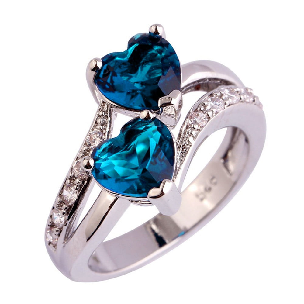 Metallic Heart Ring - Blue - Woman - Rings 