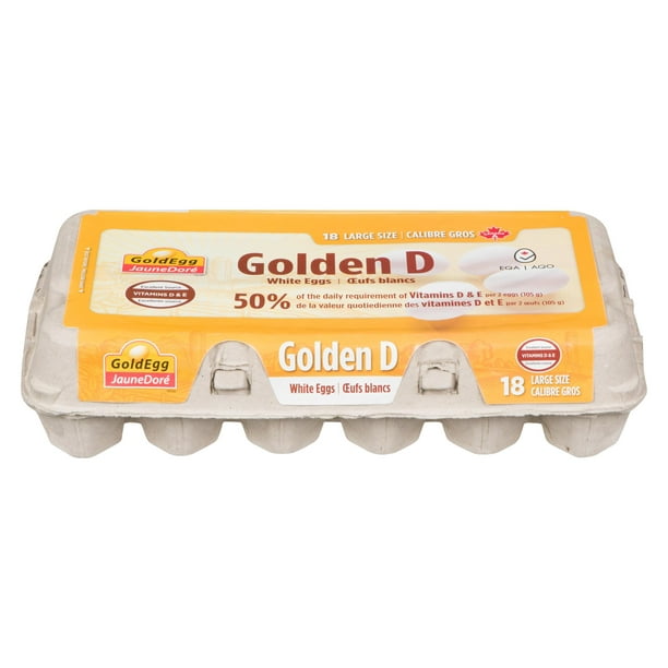 JauneDoré Golden D gros oeufs enrichis de vitamine D compte de 18