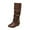 Brown, variant on Women's Riding Boots Mid Calf Round Toe Slouchy Chunky Block Heels Comfortable Casual Pull On Ruched Low Heel Boot