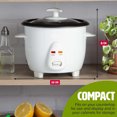 thumbnail image 3 of Mini Rice Cooker with Removable Nonstick Bowl and Auto Keep Warm Function, Great For Soups, Stews, Grains and Oats, 6 Cups Cooked (3 Cups Uncooked), 1.5-Quart, Aqua, 3 of 6