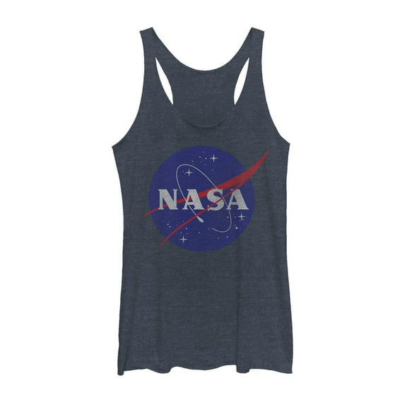 Women's NASA Logo  Racerback Tank Top Navy Blue Heather X Small