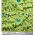 thumbnail image 1 of Soimoi Green polyester Crepe Fabric Heart & I Love You Text Print Sewing Fabric Yard 42 Inch Wide, 1 of 1