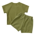 thumbnail image 6 of AUNVITO Boys & Girls Summer Waffle Knit Short Sleeve Set Casual Solid Color Top Shorts 2-Piece Outfit, 6 of 9
