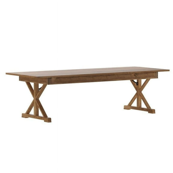 9' x 40'' Rectangular Antique Rustic Solid Pine Folding Farm Dining Table with X Base Design