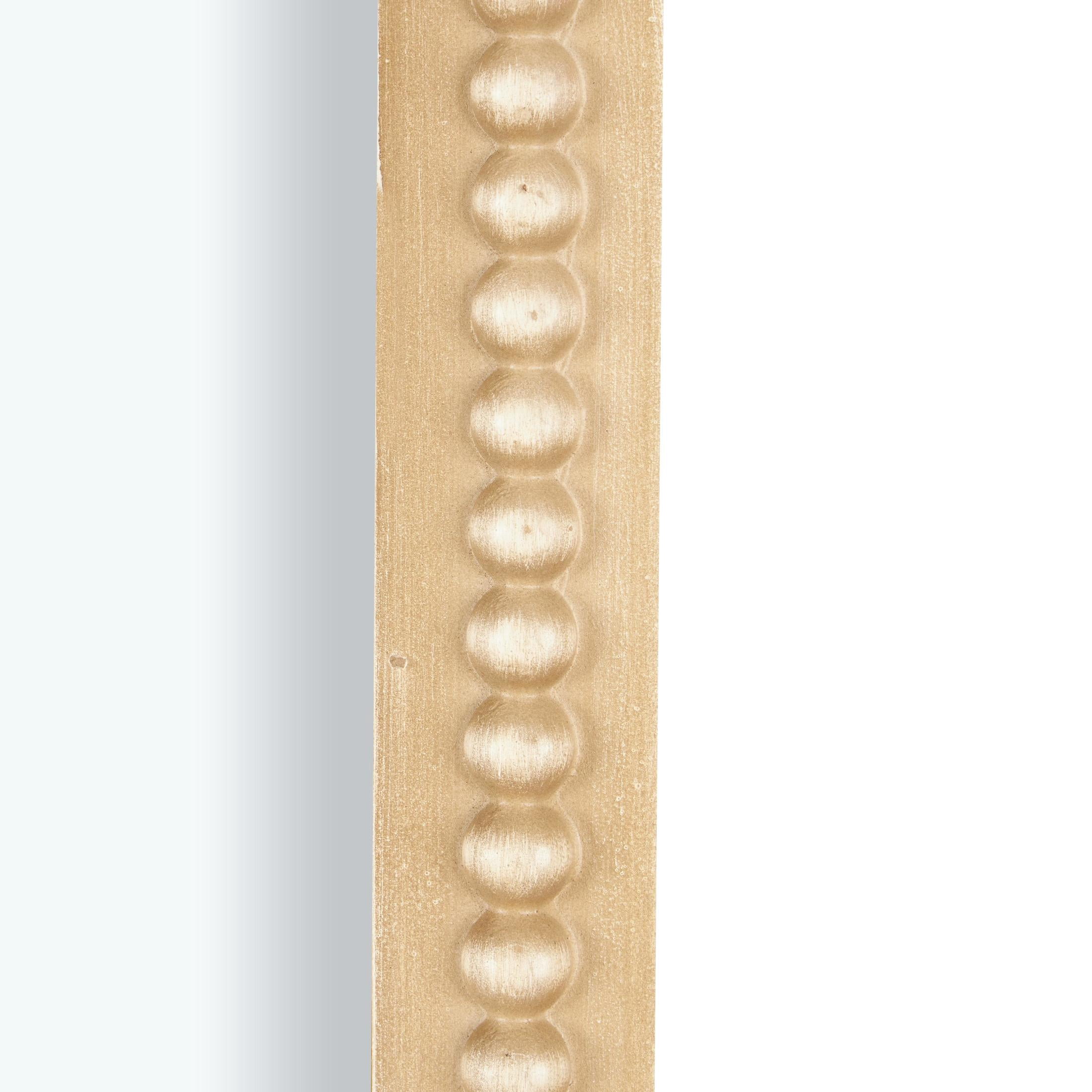 DecMode 24" x 48" Light Brown Oval Scroll Wall Mirror with Beaded Frame