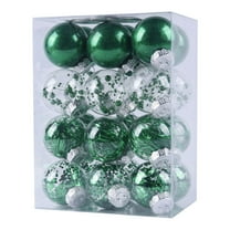 24-Pack Christmas Tree Ornaments, Shatterproof Plastic Glitter Ball Baubles for Xmas Tree Decor, Party Supplies Home Holiday Decorations(Green)