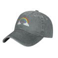 thumbnail image 2 of DouZhe Adjustable Washed Cotton Baseball Cap - Cartoon Rainbow Prints Vintage Dad Hat Unisex Sports Caps (Gray), 2 of 7