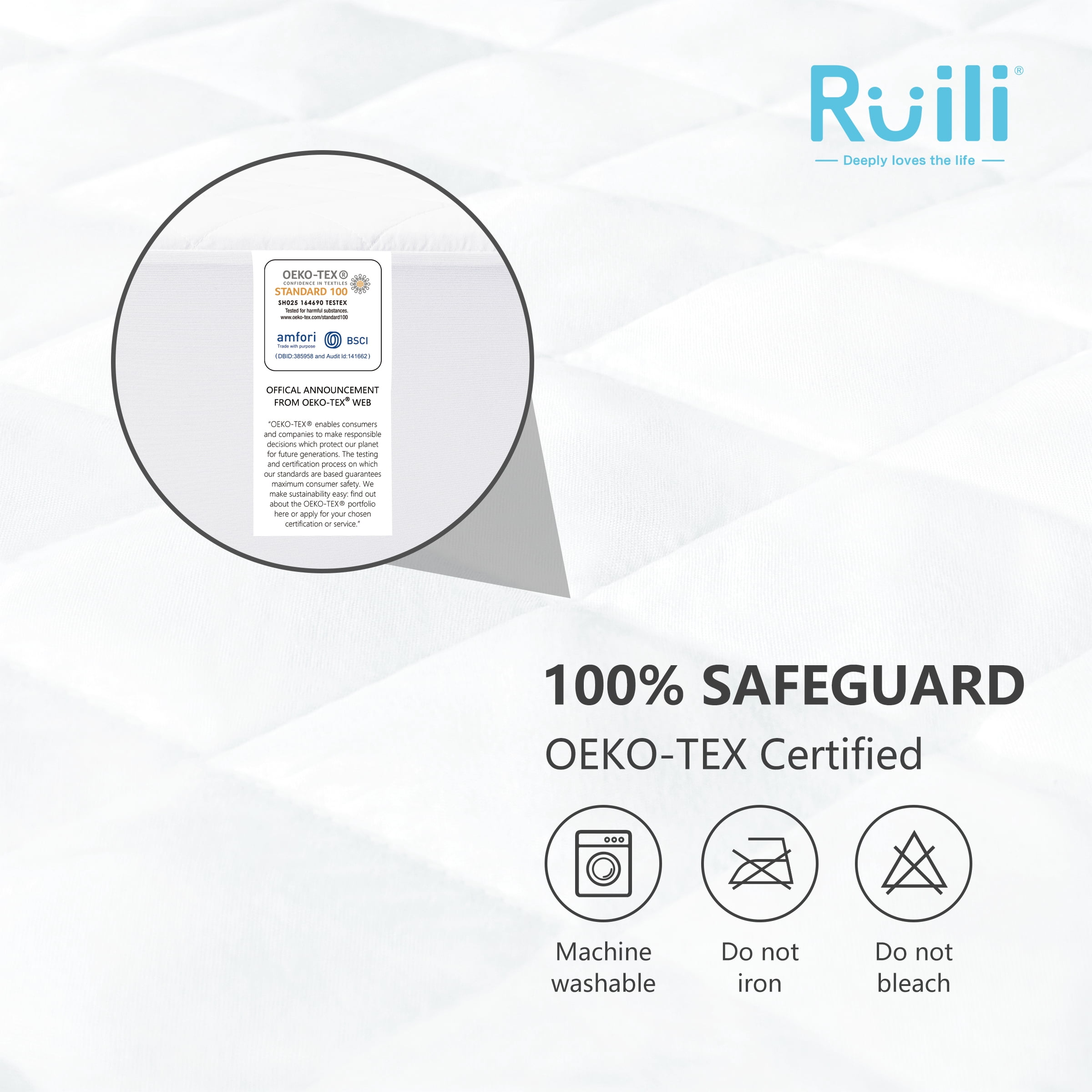 Ruili Twin Size Quilted Fitted Mattress Pad Deep Pocket 8 - 18 inches Waterproof Mattress Protector