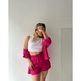 thumbnail image 5 of AURA Women Two Piece Outfit Long Sleeve Shirt Drawstring Shorts Casual Set, 5 of 8
