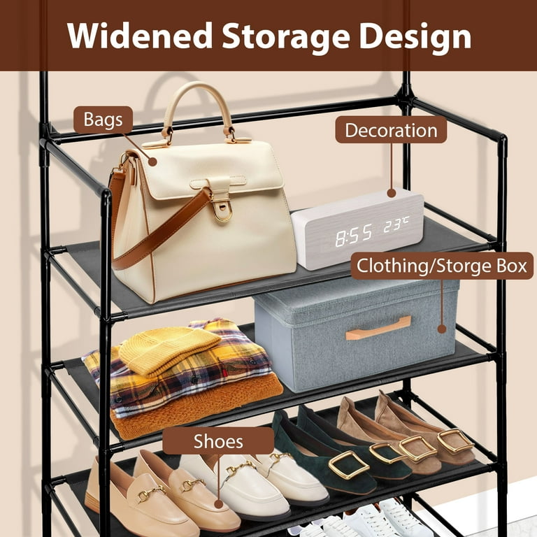 Narrow Multi-functional Coat Rack With Flip Drawer Shoe