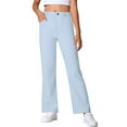 thumbnail image 6 of LIIPEE Girls Boys School Uniform Pants Solid Color Stretchy High Waisted Zipper Straight Leg Trousers With Pockets Child Stylish Weekend Pants,Blue,14-15 Years, 6 of 8