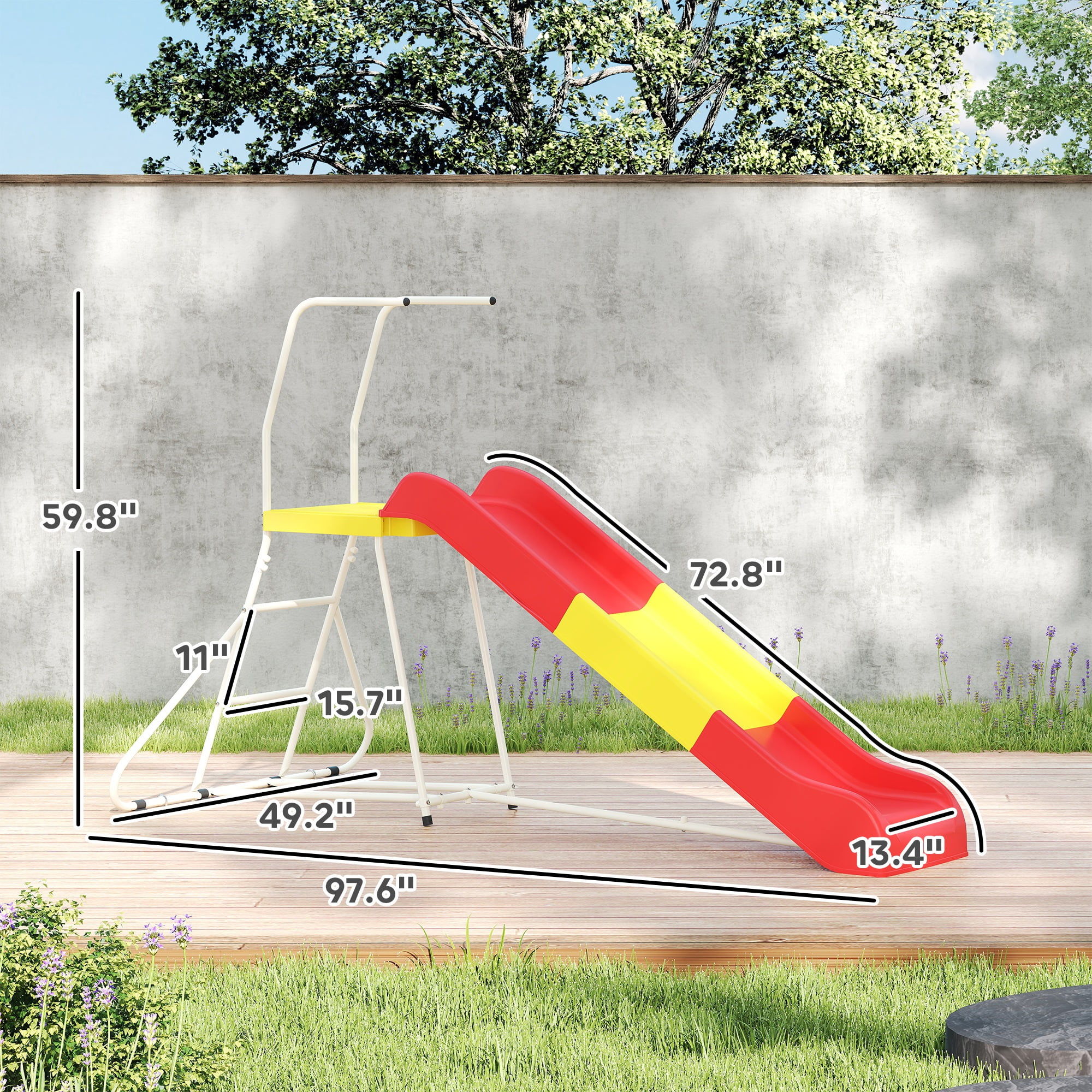 6ft Kids Slide 99 lbs Capacity with Handrails Deep Chute for Backyard Indoor Ages 3-8