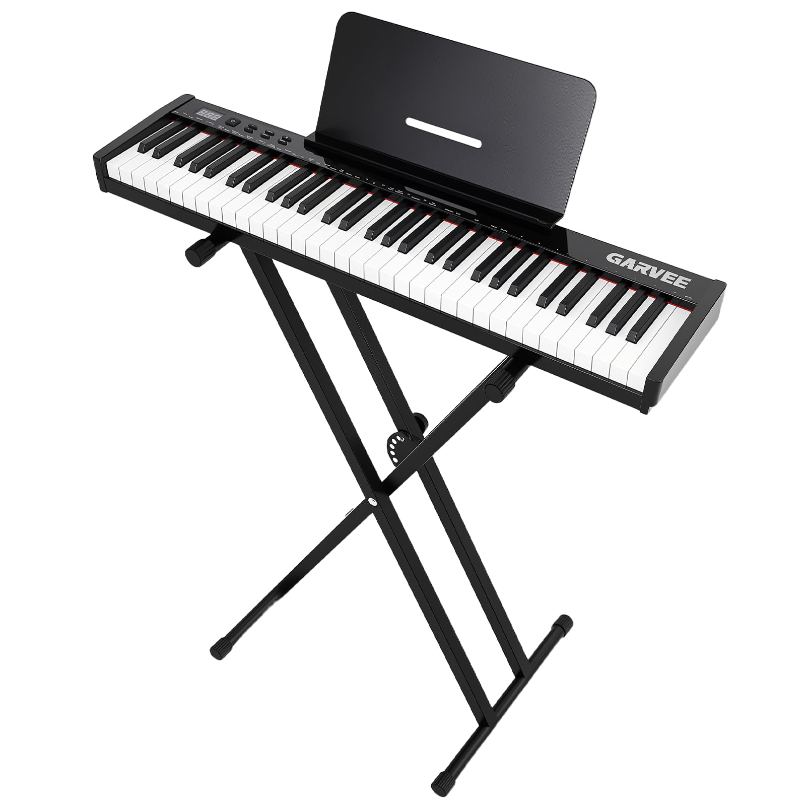 Towallmark 61-Key Full-Size Digital Piano with Semi-Weighted Keys, 128 Tones 128 Rhythms 80 Demo Songs, Includes Stand, Power Adapter & USB-MIDI, Gift for Piano Learner