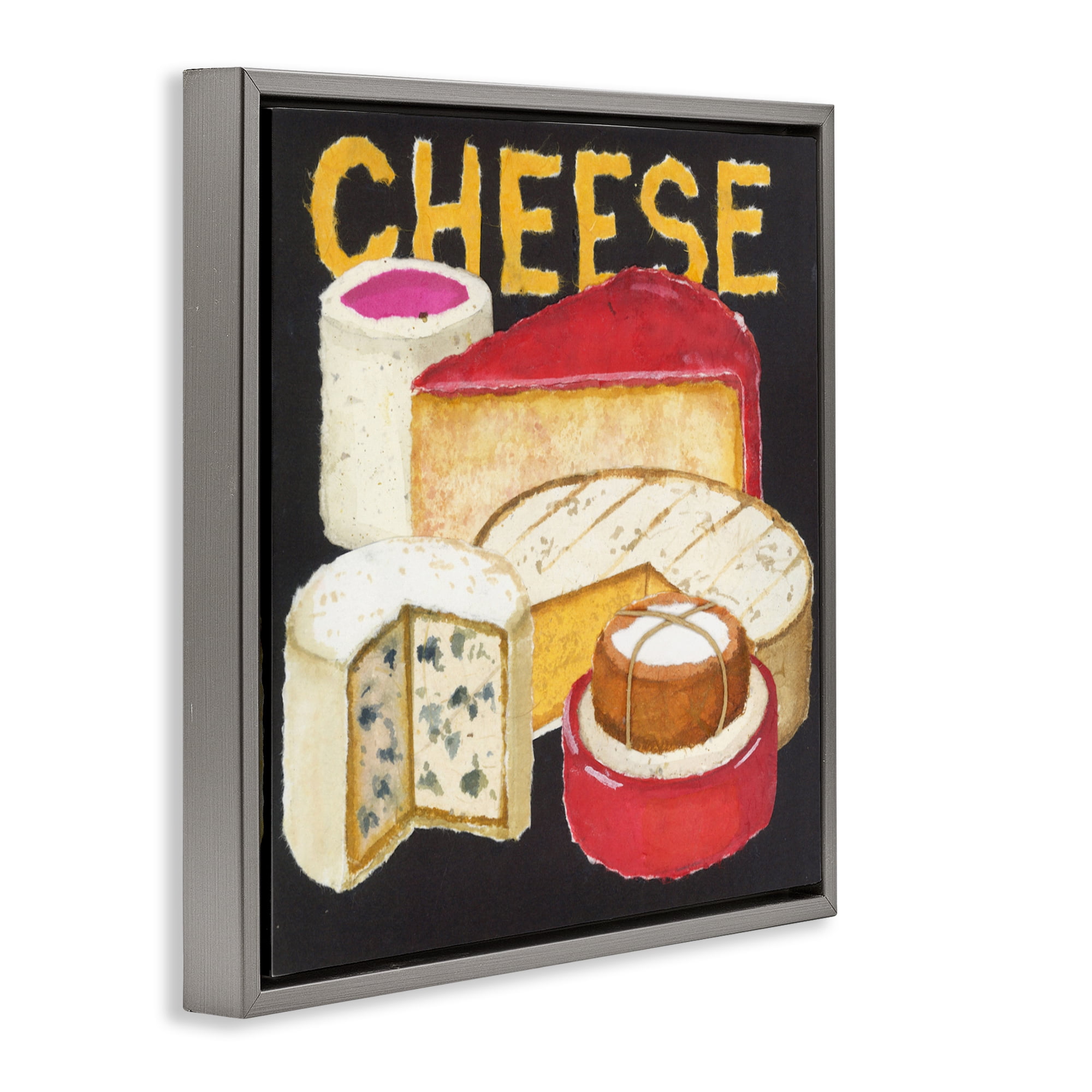 Stupell Industries Assorted Cheese Wheels Gray Framed Floater Canvas Wall Art, design by Nancy Overton