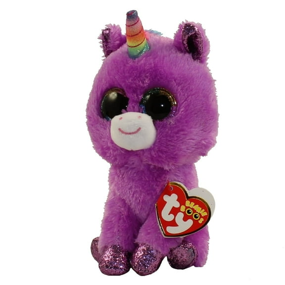 TY Beanie Boos - ROSETTE the Purple Unicorn (Glitter Eyes)(Regular  Size - 6" Plush) (BONUUS ONE FUN CHOPS)
