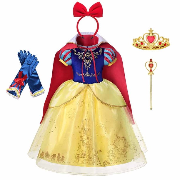 Disfraz de Blancanieves para niños, disfraz de Halloween, ropa de princesa clásica, vestido de fiesta de Blancanieves para niñas Fivean unisex