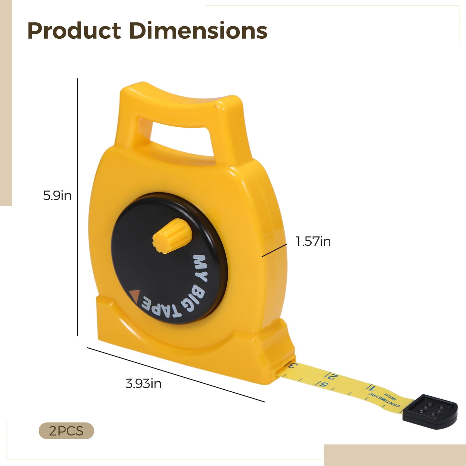 2 Pack 1 Meter Retractable Tape Measure,Soft Yellow Pocket Tape, Dual Scale (Inch/Metric),Mini Sewing & Craft Ruler,Portable Measuring Tool