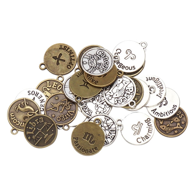 GUOOL 24Pcs Retro Pendant Star Sign Horoscope Accessories for Jewelry Making Christmas