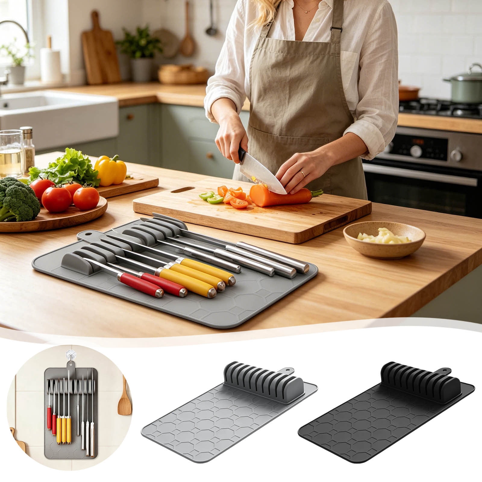 Drawer Organizer Silicone Storage Tray Holder Cutlery Tray Non Flexible Structure Suitable For Kitchen Organization Home Drawer Kitchen Pan Organizer Dish Dry Rack Utensil Holder for Dish Rack