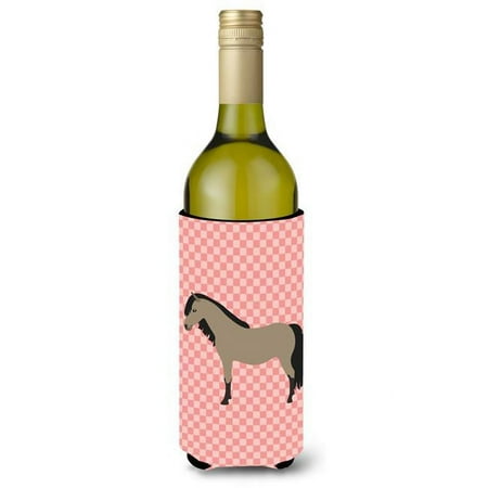 

Carolines Treasures BB7910LITERK Welsh Pony Horse Pink Check Wine Bottle Beverge Insulator Hugger