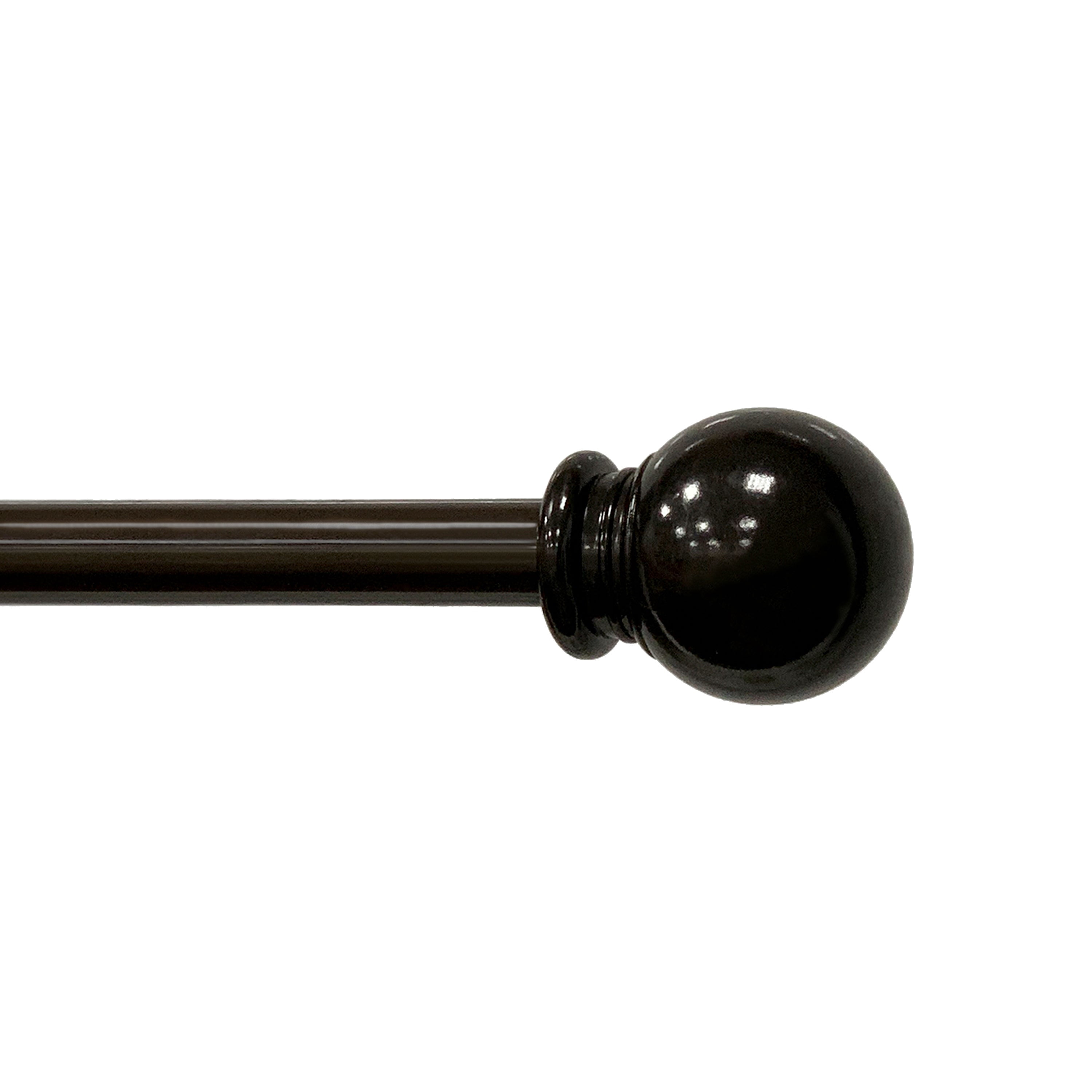 Lumi 5/8" Single Curtain Rod Set Oil Rubbed Bronze/Silver-Ball finials 48"-84" - Silver