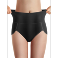 thumbnail image 2 of Women's Breathable Solid Color Triangle Underwear High Waist Tummy Control Hip Lifting Black XL, 2 of 9