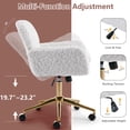 thumbnail image 4 of PAPROOS Vanity Chair with Back, Home Office Chair, Ergonomic Home Desk Chair with Artificial Rabbit Hair, Adjustable Swivel Task Computer Chair with Arm, Wheels, Beige, 4 of 9