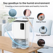 Behome Small Dehumidifiers,41 OZ Dehumidifier Quiet with Auto Shut Off,323 sq.ft Dehumidifiers for Bedroom, Bathroom, RV, 7 Colors LED Light,White