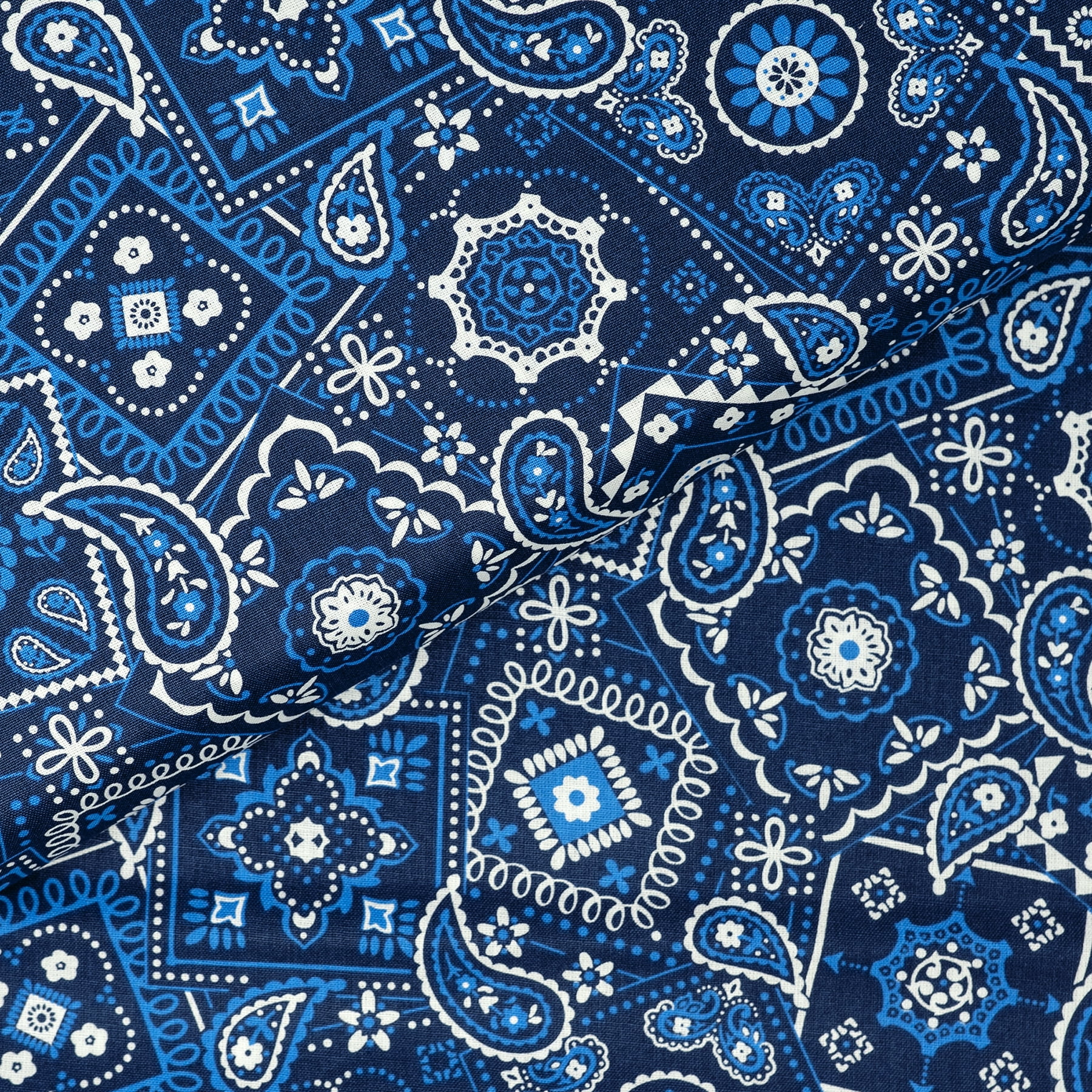 (2 pack) Waverly Inspirations 1 Yard Precut 100% Cotton Prints Fabric Bandana Ink Lapis 44" Wide for Quilting & Sewing
