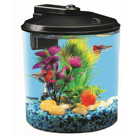KollerCraft 2-Gal Aquarium Starter Kit with LED Lighting and Power Filter - Impact Resistant Plastic