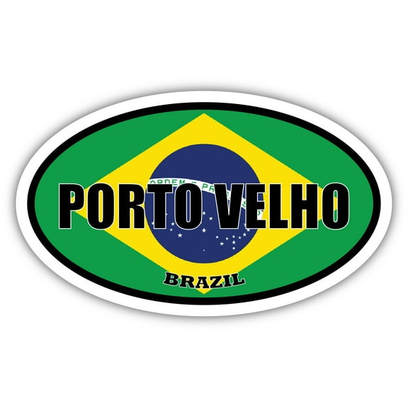 Porto Velho Brazil Flag Oval Decal Vinyl Bumper Sticker 3x5 inches