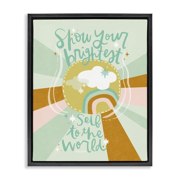 Stupell Industries Bohemian Show Your Brightest Self Black Floating Frame Canvas Art, 17 x 21, by Mandy Ford Art Illustration
