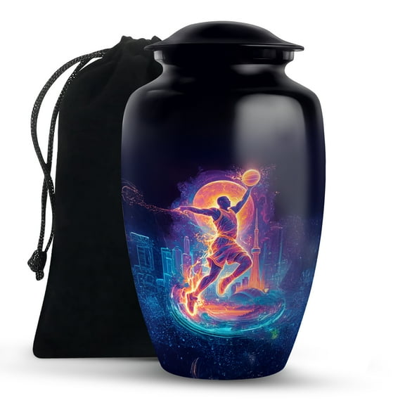KARYLIZ Basketball Urns For Men - Black & Blue Urns for Human Ashes Large Women - Funeral & Burial Urn for Male & Female - Cremation Urn For Human Ashes Adult Man