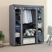 69" Portable Closet Storage Organizer Wardrobe Clothes Rack With Shelves,Gray
