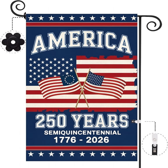 250th Anniversary America Garden Flag 12x18 Double Sided, 1776-2026 Patriotic