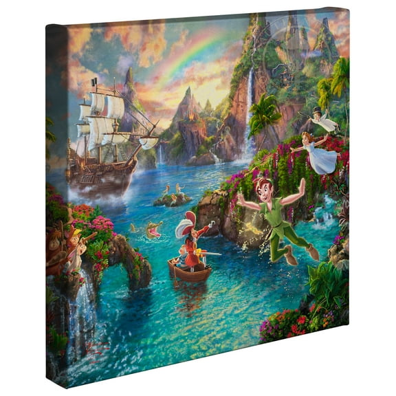 Thomas Kinkade Peter Pan's Never Land - 14" x 14" Gallery Wrapped Canvas