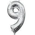 thumbnail image 2 of Anagram 78539 16 in. Number 9 Silver Shape Air Fill Foil Balloon, 2 of 4