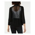 thumbnail image 2 of ALFANI Womens Black Mixed-stitch Raglan Open Cardigan Top Petites Size: PM, 2 of 2