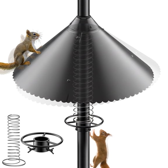 Metal Squirrel Baffle for Bird Feeder Pole, 19" Heavy-Duty Spring-Motion Guard, Upgraded Outdoor Squirrel Protector for Bird Feeder Poles