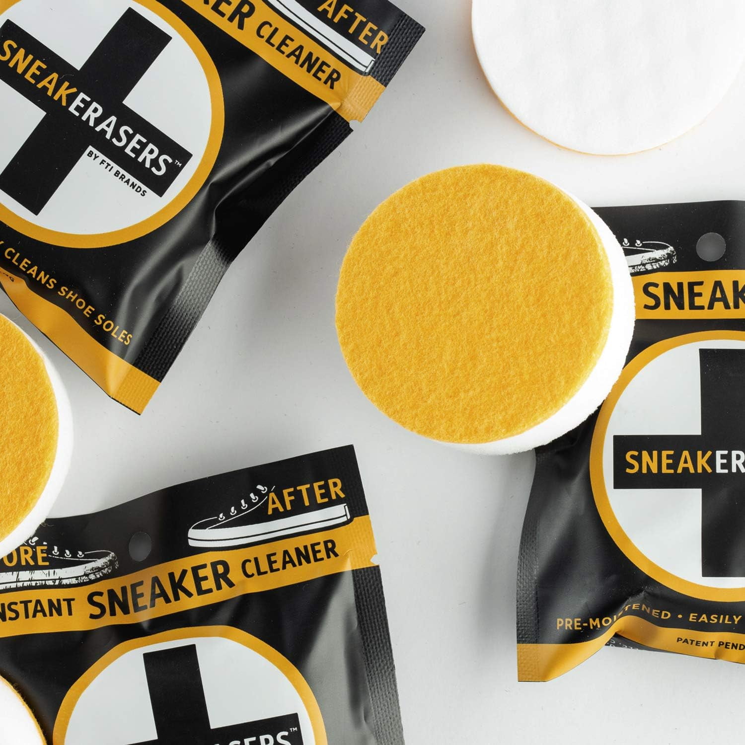 Sneakerasers  Shoe Cleaning Sponge, Pre-Moistened, 3-Pack