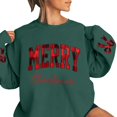 thumbnail image 4 of NMMUED Christmas Sweatshirt Crewneck Sweatshirt Holiday Outfits for Women Fall Sweatshirts for Women Christmas Tops for Women Womens Fall Sweatshirts Vintage Christmas Sweatshirt Dark Green L, 4 of 5