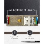 Slim Leather Wallet for Men – RFID Blocking Minimalist Front Pocket Wallet with Money Clip – Genuine Leather Bifold Card Holder – Gift-Ready