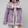 thumbnail image 5 of LIJCC Kids Girls Faux Leather Jacket with Faux Fur Sherpa Fleece Lined Parka Cropped Coat with White Collar Winter Thick Warm Coat Button up Fashion Outerwear, 5 of 6